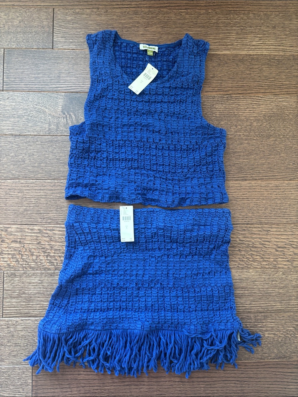 Celandine Blue Knit Fringe Two-Piece Set